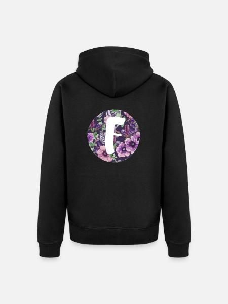 Letter F - Unisex Premium Organic Zip Hoodie - black