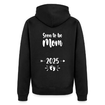 Mom Soon To Be Mommy 2025 Mother Pregnant Kids Mot - Unisex Premium Organic Zip Hoodie - black - Back - Nico (187cm)