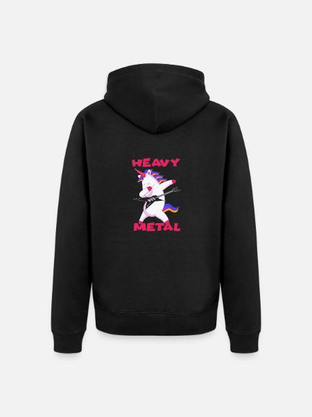 Heavy metal unicorn - Unisex Premium Organic Zip Hoodie - black