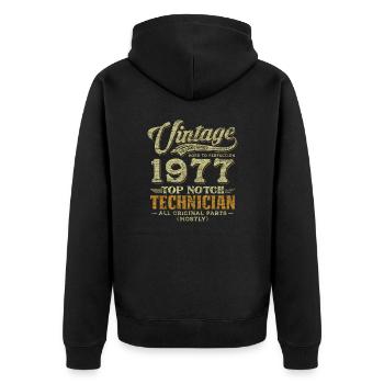 Vintage 1977 Top Notch Technician - Unisex Premium Organic Zip Hoodie - black - Back - Nico (187cm)