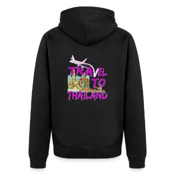 Travel to Thailand, Bangkok Emigration and holidays - Unisex Premium Organic Zip Hoodie - black - Back - Nico (187cm)