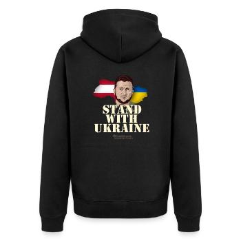 Ukraine Autriche Supporters T-Shirt Design - Veste à capuche bio Premium Unisexe - noir - Dos - Nico (187cm)