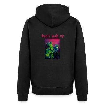 Nicht nach oben schauen - Unisex Premium Bio Zip Hoodie - Schwarz - Hinten - Nico (187cm)