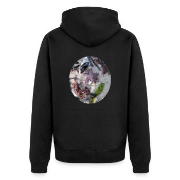 Colors of the beach - starfish, algae, shell - Unisex Premium Organic Zip Hoodie - black - Back - Nico (187cm)
