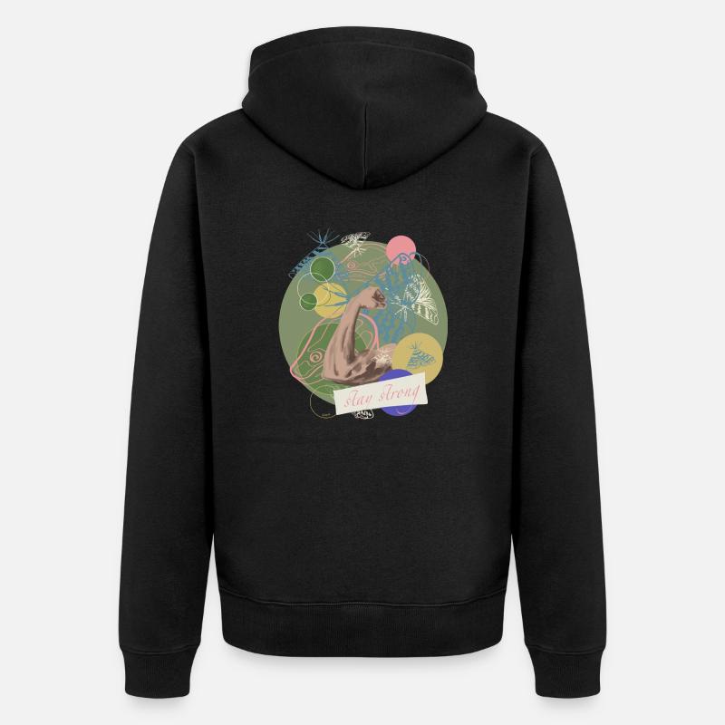 Stay Strong mit Text - Unisex Premium Bio Zip Hoodie - Schwarz