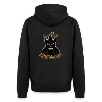 Halloween Katze gruselige schwarze Katze Hexe-Katz - Unisex Premium Bio Zip Hoodie - Schwarz - Hinten - Nico (187cm)