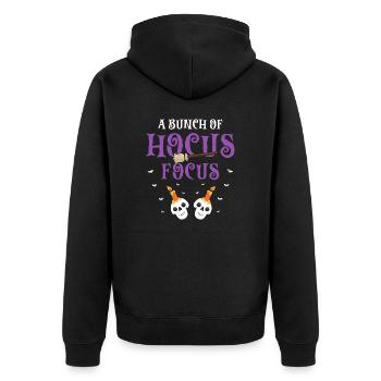 A Bunch Of Hocus Focus Cool Funny Halloween - Unisex Premium Bio Zip Hoodie - Schwarz - Hinten - Nico (187cm)
