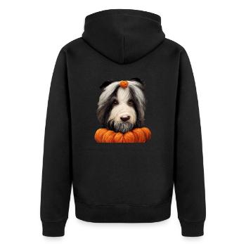 Halloween Bearded Collie - Unisex Premium Organic Zip Hoodie - black - Back - Nico (187cm)