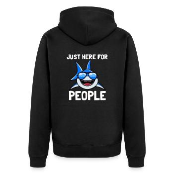 Just here for People Hai - Unisex Premium Organic Zip Hoodie - black - Back - Nico (187cm)