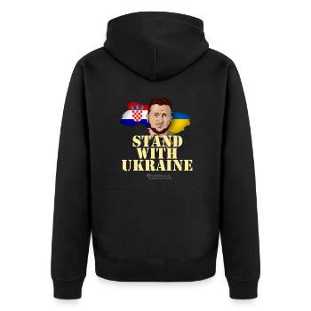 La Croatie se tient aux côtés de l’Ukraine - Veste à capuche bio Premium Unisexe - noir - Dos - Nico (187cm)