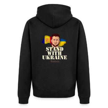 Ukraine Andorra - Unisex Premium Bio Zip Hoodie - Schwarz - Hinten - Nico (187cm)