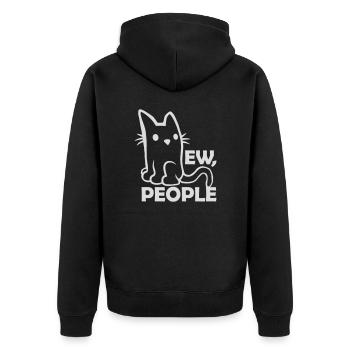 Saying ew people cat - Unisex Premium Organic Zip Hoodie - black - Back - Nico (187cm)