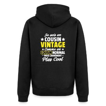 je suis un cousin vintage / cousin génial - Veste à capuche bio Premium Unisexe - noir - Dos - Nico (187cm)