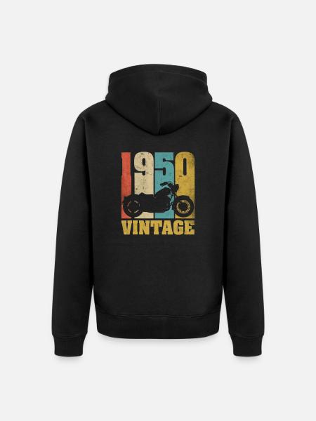 1950 Jahrgang Geburtstag Biker Motorrad Geschenk - Premium økologisk unisex-hættejakke - sort