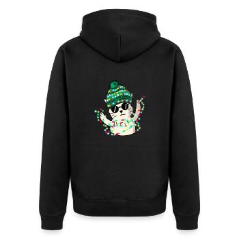 Christmas - Merry Catmas! - Unisex Premium Organic Zip Hoodie - black - Back - Nico (187cm)