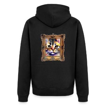 Cat face 5 - Unisex Premium Organic Zip Hoodie - black - Back - Nico (187cm)