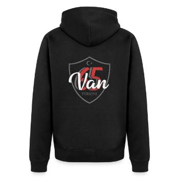 Van - Unisex Premium Bio Zip Hoodie - Schwarz - Hinten - Nico (187cm)