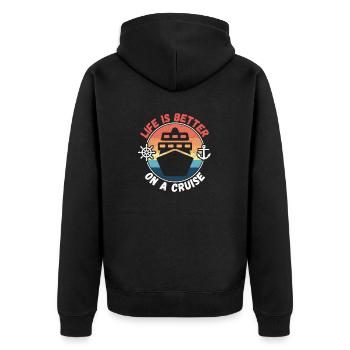 Kreuzfahrt, das Leben ist besser auf einer Kreuzfahrt - Unisex Premium Bio Zip Hoodie - Schwarz - Hinten - Nico (187cm)