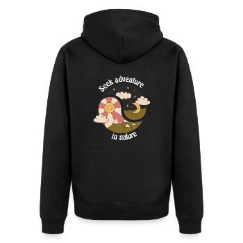 Seek Adventure In Nature Retro Nature Designs - Unisex Premium Organic Zip Hoodie - black - Back - Nico (187cm)