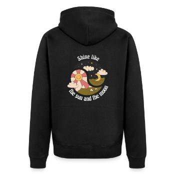 Shine Like The Sun And The Moon Nature Designs - Unisex Premium Bio Zip Hoodie - Schwarz - Hinten - Nico (187cm)
