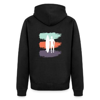 Skateboard SUP Surfing - Unisex Premium Organic Zip Hoodie - black - Back - Nico (187cm)