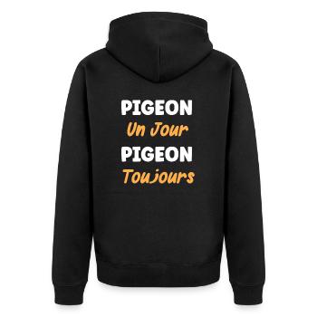 pigeon un jour pigeon toujours - Veste à capuche bio Premium Unisexe - noir - Dos - Nico (187cm)