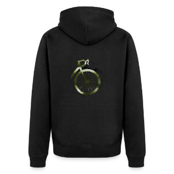 Schotter, Mountainbike, Leidenschaft Radfahren, Radfahrer - Unisex Premium Bio Zip Hoodie - Schwarz - Hinten - Nico (187cm)