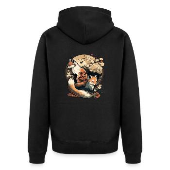 FOX 9 - Unisex Premium Organic Zip Hoodie - black - Back - Nico (187cm)