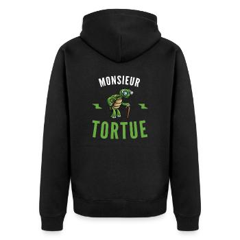 Monsieur tortue / cadeau humour grand-père - Veste à capuche bio Premium Unisexe - noir - Dos - Nico (187cm)