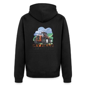 Mein Feld, mein Reich - Unisex Premium Bio Zip Hoodie - Schwarz - Hinten - Nico (187cm)