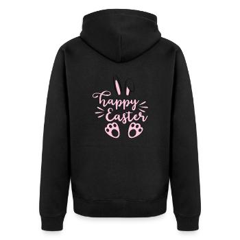 Happy Easter - Unisex Premium Bio Zip Hoodie - Schwarz - Hinten - Nico (187cm)
