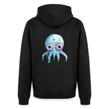 Oktopus Wasserfarben - Unisex Premium Bio Zip Hoodie - Schwarz - Hinten - Nico (187cm)