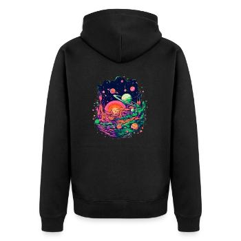 Système solaire mystérieux avec des planètes - Veste à capuche bio Premium Unisexe - noir - Dos - Nico (187cm)
