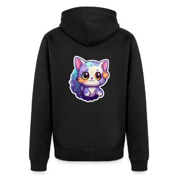 A cute space kitty - Unisex Premium Organic Zip Hoodie - black - Back - Nico (187cm)