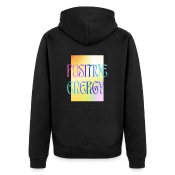 ÉNERGIE POSITIVE - coloré - Veste à capuche bio Premium Unisexe - noir - Dos - Nico (187cm)