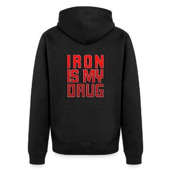 Iron is my drug 2 - Unisex Premium Bio Zip Hoodie - Schwarz - Hinten - Nico (187cm)