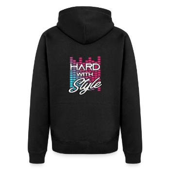 Hard with Style - Unisex Premium Bio Zip Hoodie - Schwarz - Hinten - Nico (187cm)