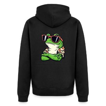 Cool Frog - Unisex Premium Organic Zip Hoodie - black - Back - Nico (187cm)