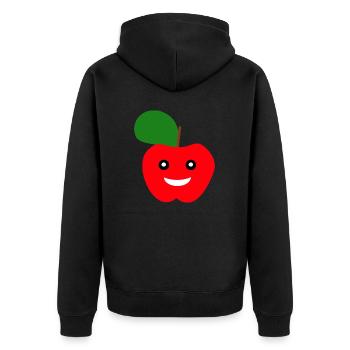 Apfelgesicht - Unisex Premium Bio Zip Hoodie - Schwarz - Hinten - Nico (187cm)