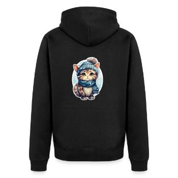 Chat en hiver - Veste à capuche bio Premium Unisexe - noir - Dos - Nico (187cm)