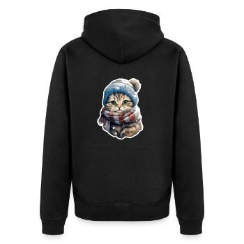 Chat en hiver - Veste à capuche bio Premium Unisexe - noir - Dos - Nico (187cm)