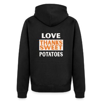 Liebe Dank Süßkartoffeln Lustiger Herbst Herbst - Unisex Premium Bio Zip Hoodie - Schwarz - Hinten - Nico (187cm)