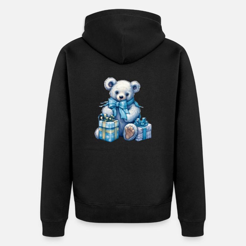 blue teddy 5 - Unisex Premium Bio Zip Hoodie - Schwarz