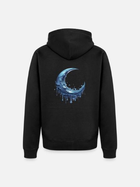Melting Moon - Unisex Premium Organic Zip Hoodie - black