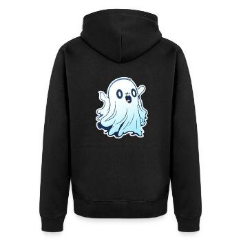 Gespenst - Unisex Premium Bio Zip Hoodie - Schwarz - Hinten - Nico (187cm)