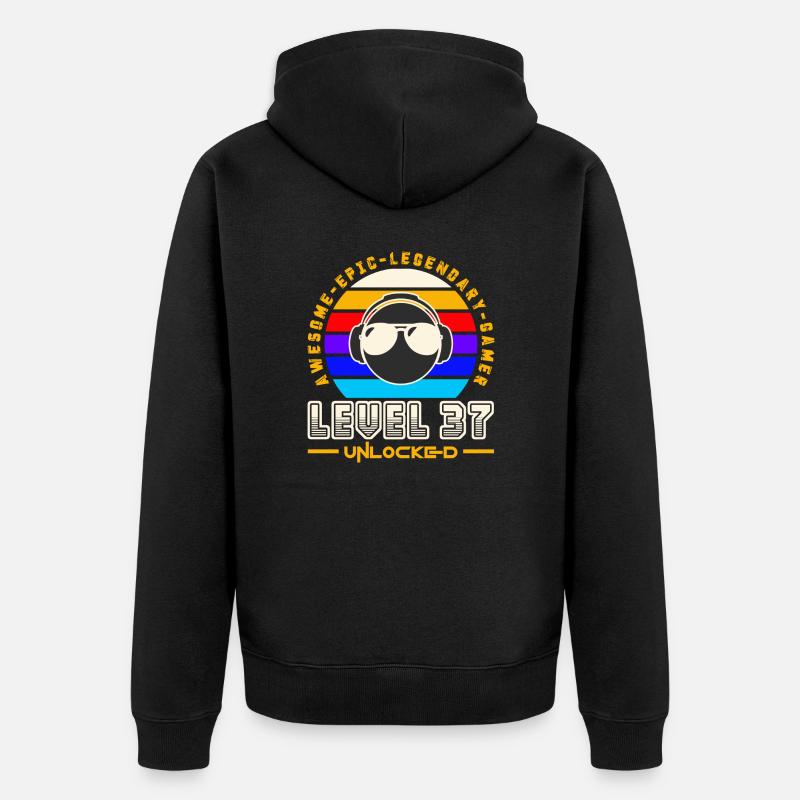 Stufe 37 - Unisex Premium Bio Zip Hoodie - Schwarz