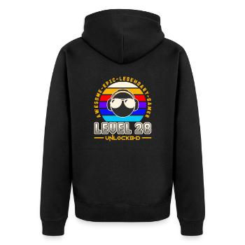 Level 28 - Unisex Premium Organic Zip Hoodie - black - Back - Nico (187cm)