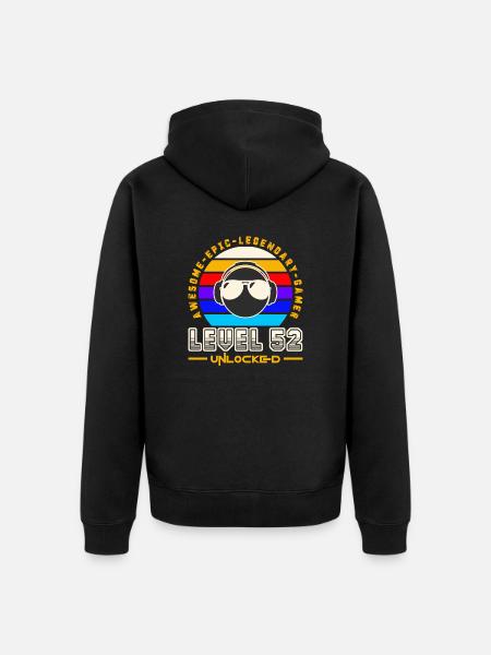 Level 52 - Unisex Premium Organic Zip Hoodie - black
