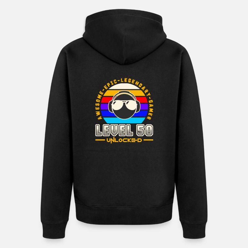 Stufe 50 - Unisex Premium Bio Zip Hoodie - Schwarz
