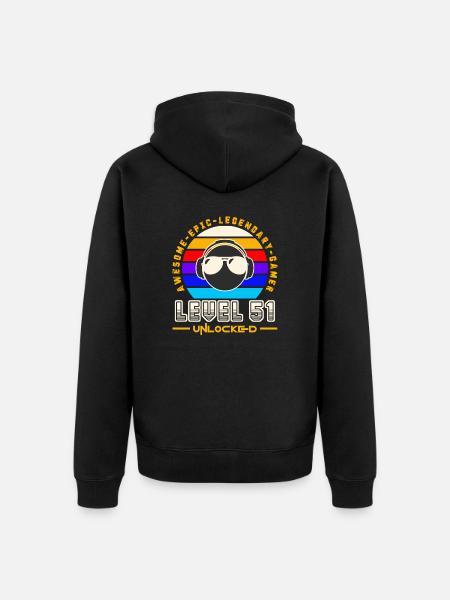 Level 51 - Unisex Premium Organic Zip Hoodie - black